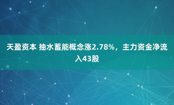 天盈资本 抽水蓄能概念涨2.78%，主力资金净流入43股